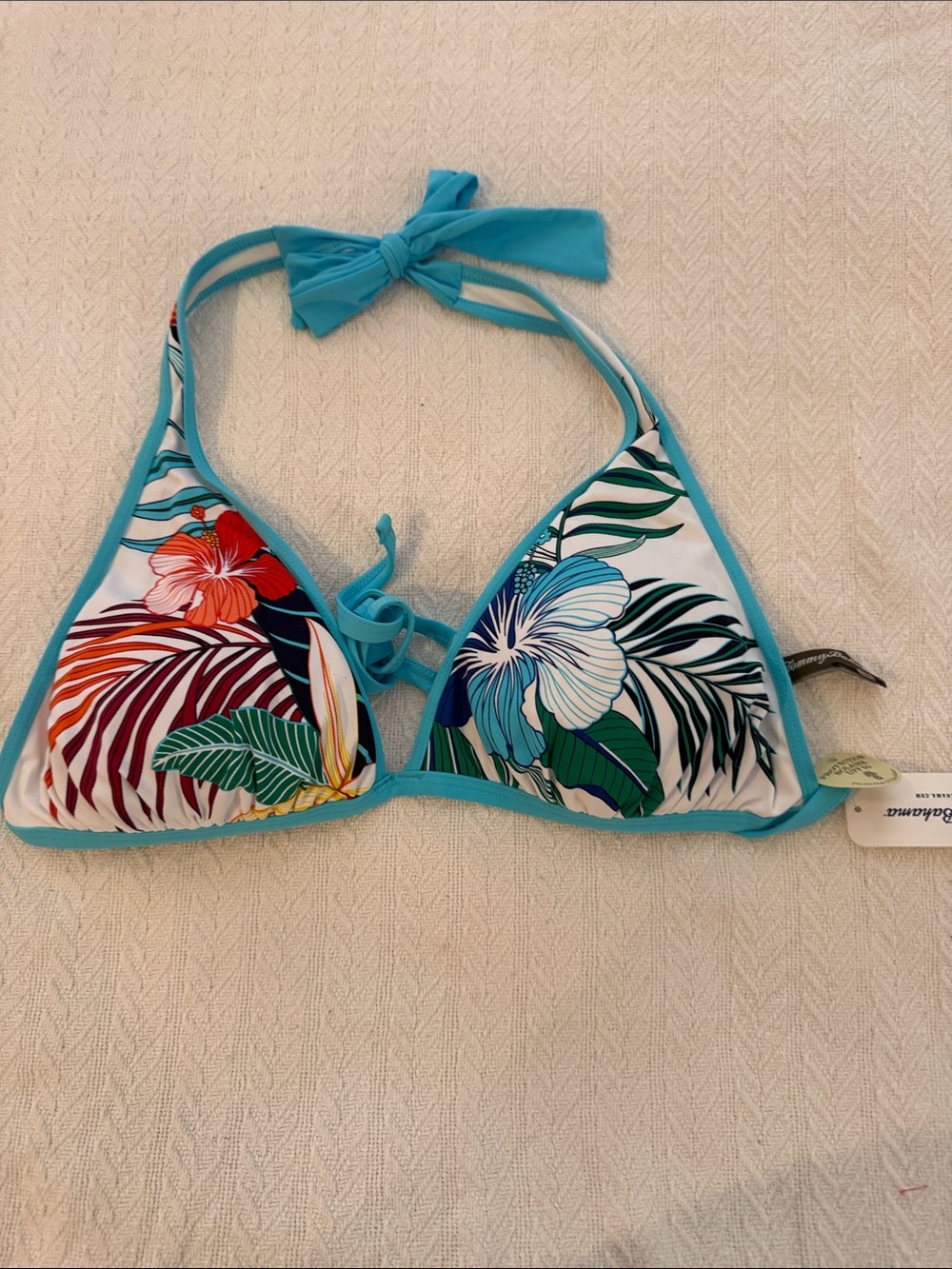 Tommy Bahama Turquoise Floral Triangle Bikini Top